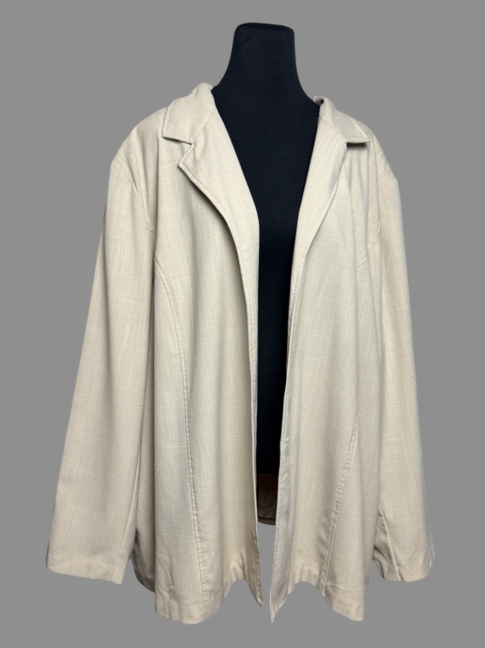 Maggie Barnes Women’s SZ 4X Blazer Jacket Neutral Tan Lined Long Sleeve Career